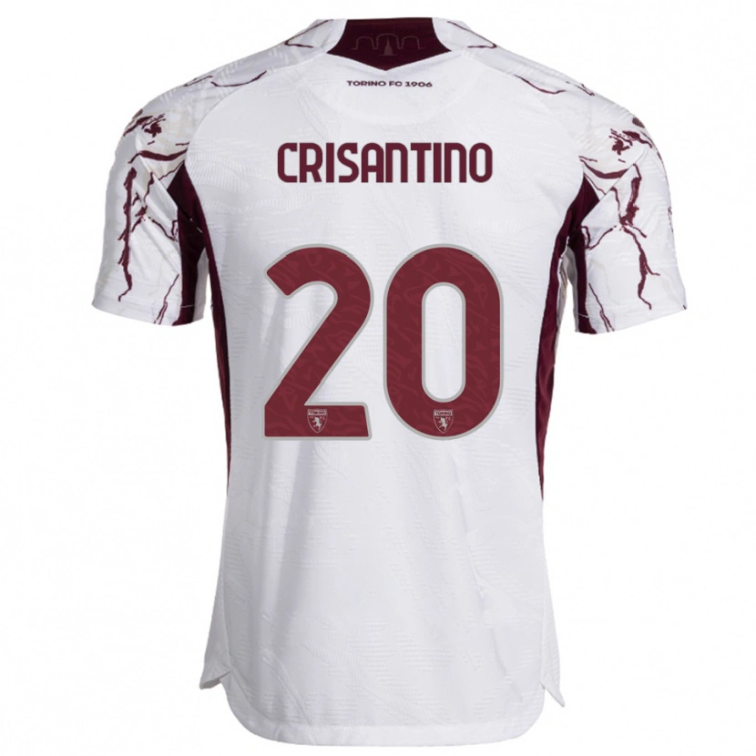 Danxen Mulher Camisola Giulia Crisantino #20 Branco Borgonha Alternativa 2025/26 Camisa