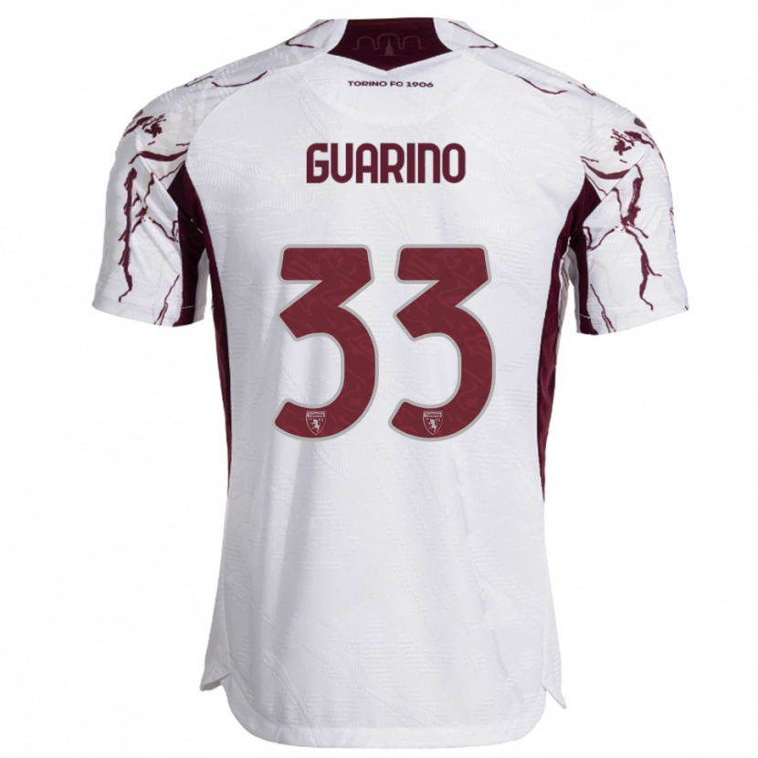 Danxen Mulher Camisola Rita Guarino #33 Branco Borgonha Alternativa 2025/26 Camisa
