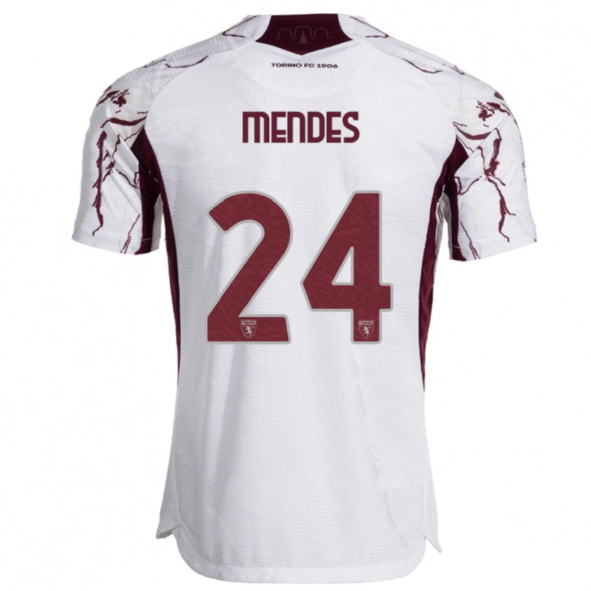 Danxen Mulher Camisola Rodrigo Mendes #24 Branco Borgonha Alternativa 2025/26 Camisa