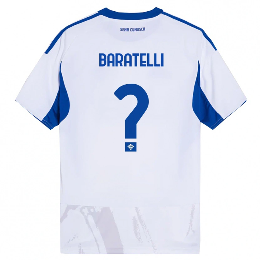 Danxen Mulher Camisola Mattia Baratelli #0 Branco Azul Alternativa 2025/26 Camisa