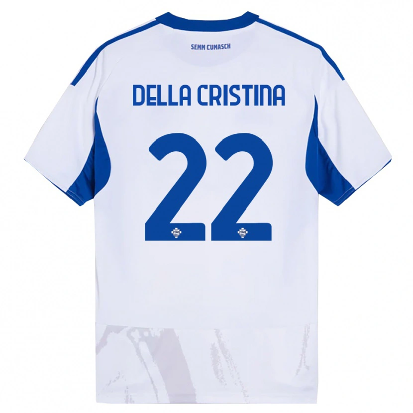 Danxen Mulher Camisola Stefano Della Cristina #22 Branco Azul Alternativa 2025/26 Camisa