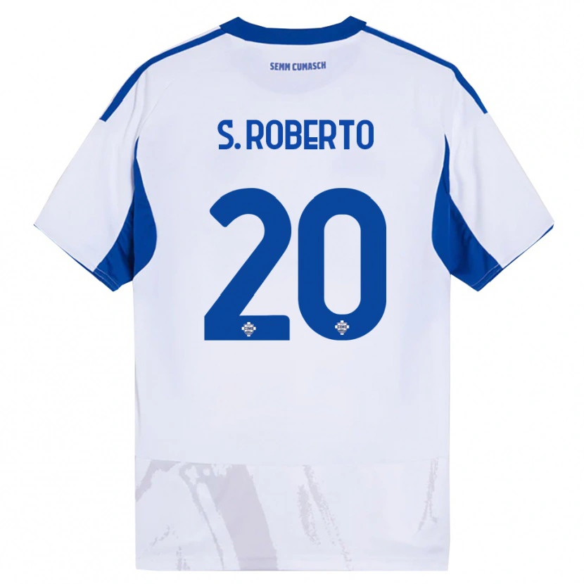 Danxen Mulher Camisola Sergi Roberto #20 Branco Azul Alternativa 2025/26 Camisa