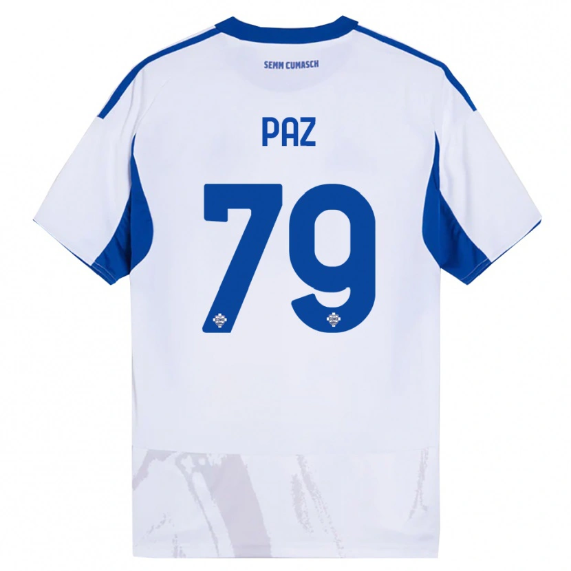 Danxen Mulher Camisola Nico Paz #79 Branco Azul Alternativa 2025/26 Camisa