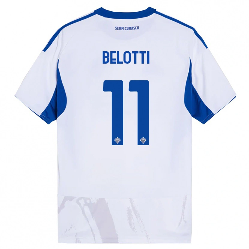 Danxen Mulher Camisola Andrea Belotti #11 Branco Azul Alternativa 2025/26 Camisa