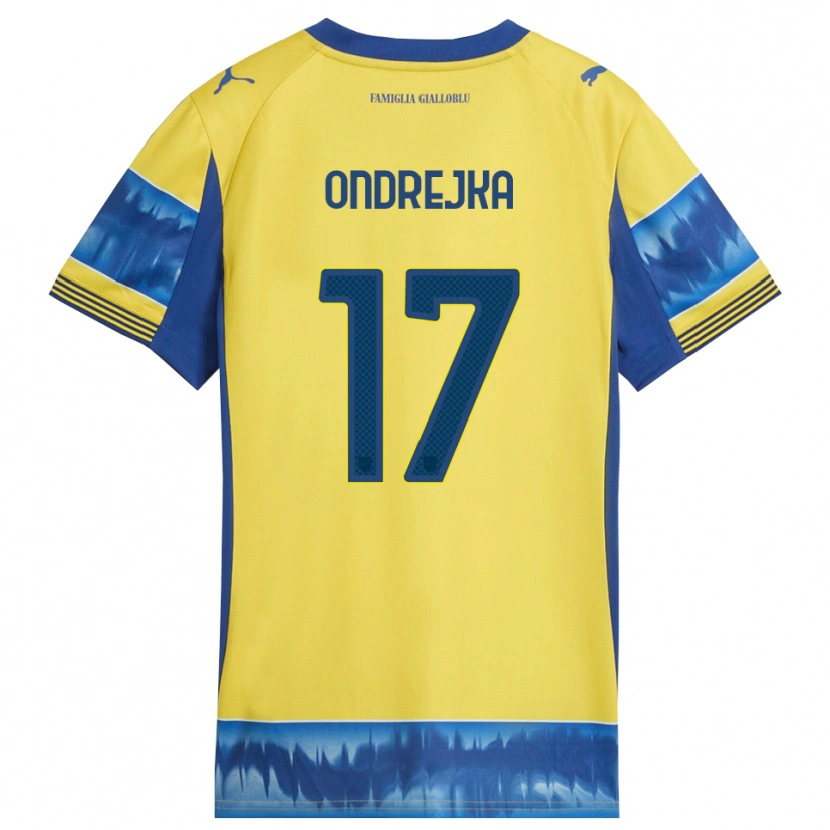Danxen Mulher Camisola Jacob Ondrejka #17 Amarelo Azul Alternativa 2025/26 Camisa
