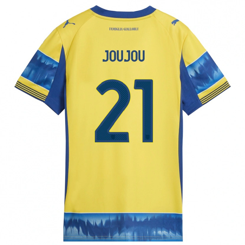 Danxen Mulher Camisola Antoine Joujou #21 Amarelo Azul Alternativa 2025/26 Camisa