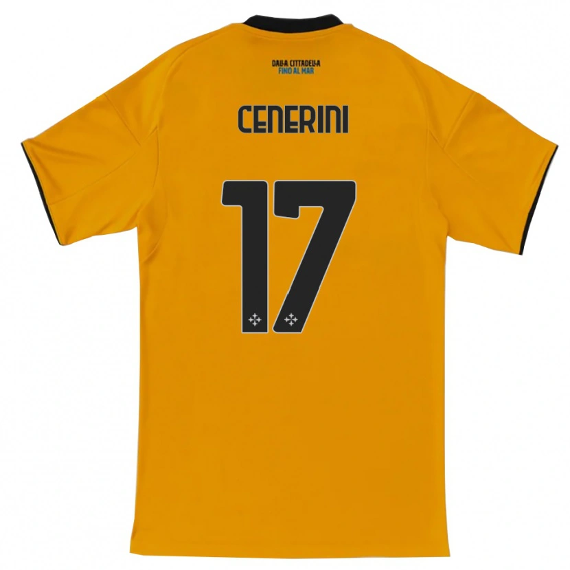 Danxen Mulher Camisola Marco Cenerini #17 Laranja Azul Alternativa 2025/26 Camisa