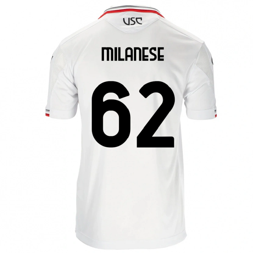 Danxen Mulher Camisola Tommaso Milanese #62 Branco Vermelho Alternativa 2025/26 Camisa