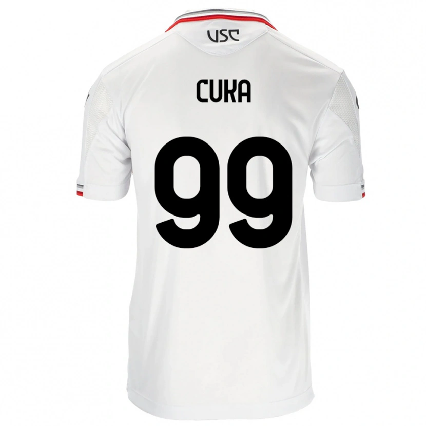 Danxen Mulher Camisola Samuel Cuka #99 Branco Vermelho Alternativa 2025/26 Camisa