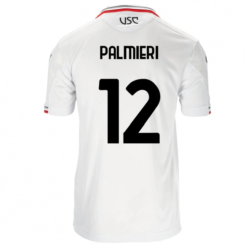 Danxen Mulher Camisola Cristian Palmieri #12 Branco Vermelho Alternativa 2025/26 Camisa