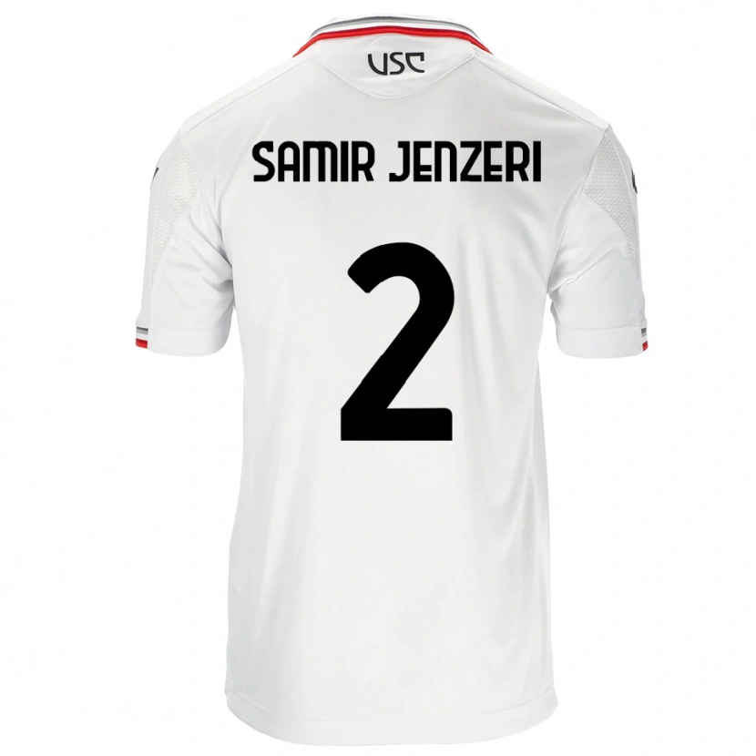 Danxen Mulher Camisola Gabriele Samir Jenzeri #2 Branco Vermelho Alternativa 2025/26 Camisa