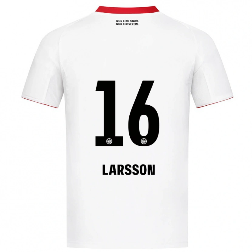 Danxen Mulher Camisola Hugo Larsson #16 Branco Vermelho Alternativa 2025/26 Camisa