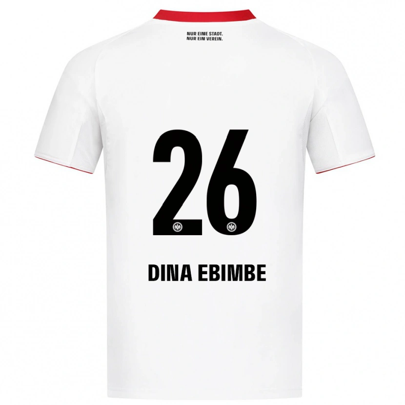 Danxen Mulher Camisola Junior Dina Ebimbe #26 Branco Vermelho Alternativa 2025/26 Camisa