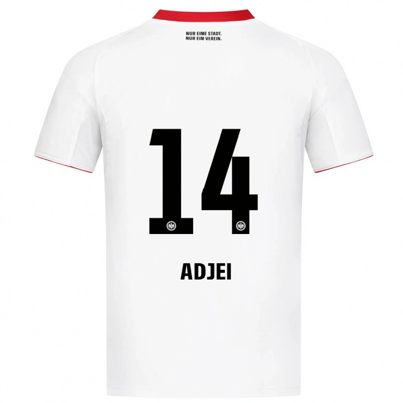 Danxen Mulher Camisola Allen Adjei #14 Branco Vermelho Alternativa 2025/26 Camisa