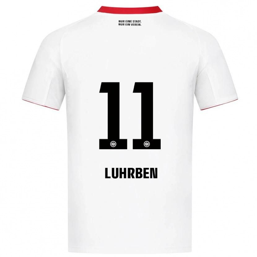 Danxen Mulher Camisola Nina Lührßen #11 Branco Vermelho Alternativa 2025/26 Camisa