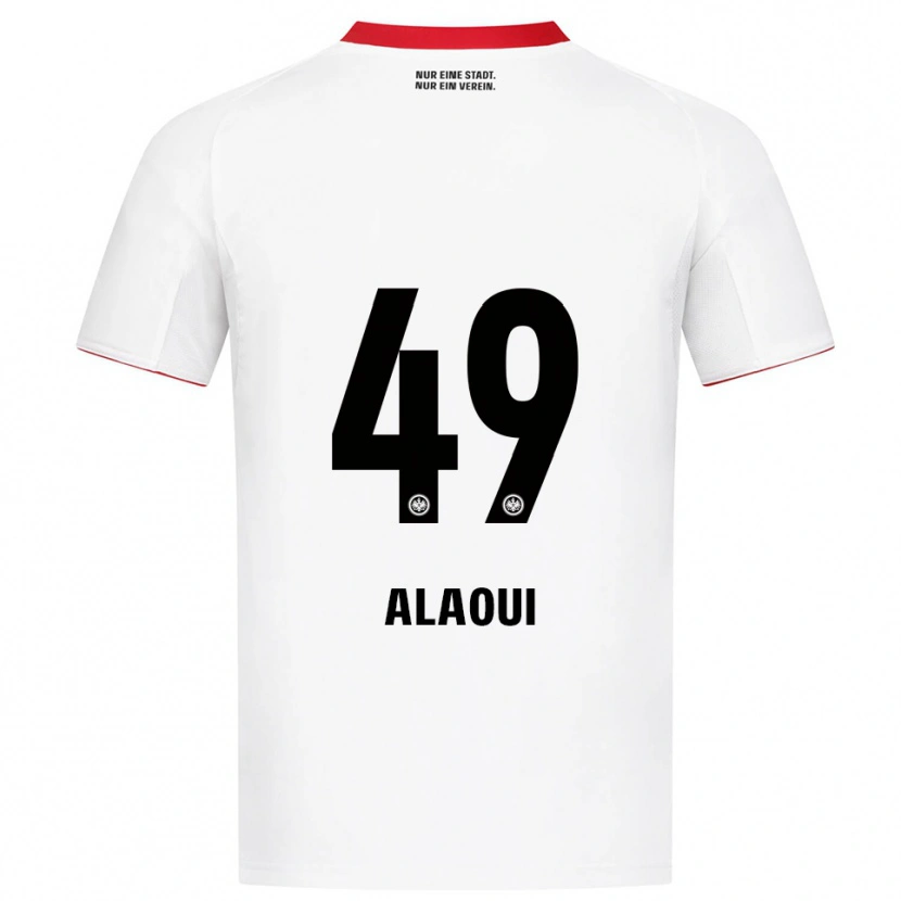 Danxen Mulher Camisola Anas Alaoui #49 Branco Vermelho Alternativa 2025/26 Camisa