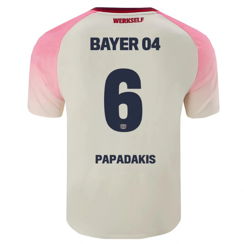 Danxen Mulher Camisola Konstantinos Papadakis #6 Rosa Branco Sujo Alternativa 2025/26 Camisa