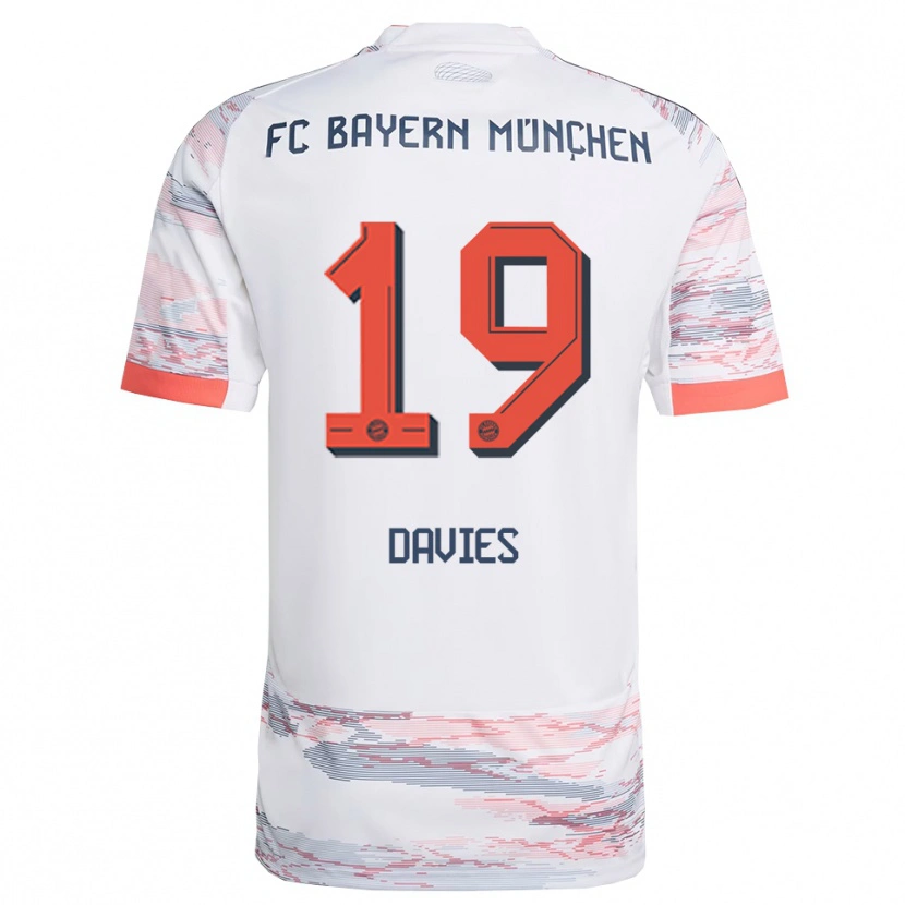 Danxen Mulher Camisola Alphonso Davies #19 Branco Cinza Alternativa 2025/26 Camisa