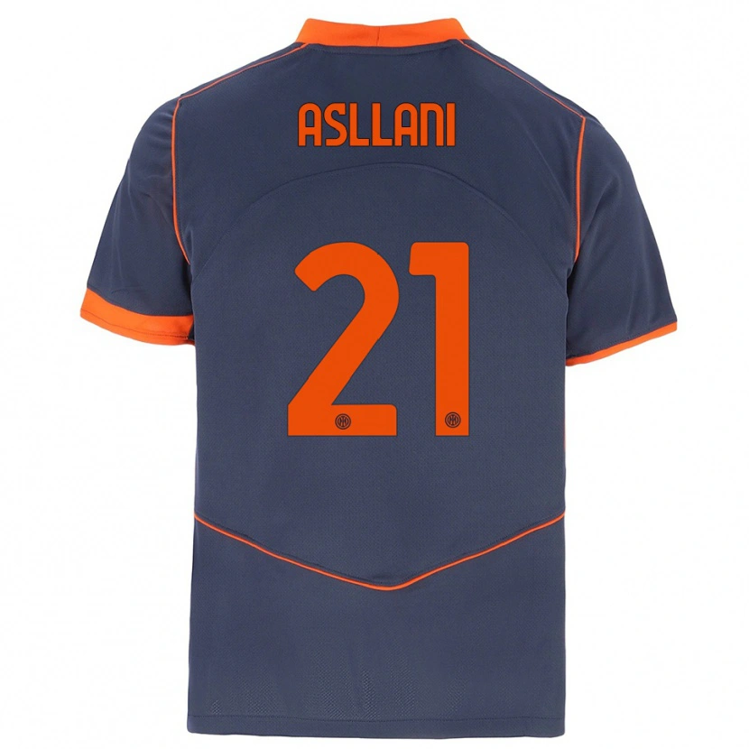 Danxen Mulher Camisola Kristjan Asllani #21 Cinza Laranja Terceiro 2025/26 Camisa