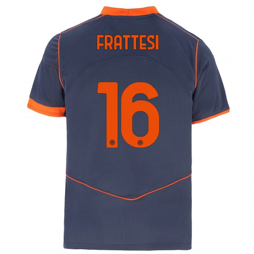 Danxen Mulher Camisola Davide Frattesi #16 Cinza Laranja Terceiro 2025/26 Camisa