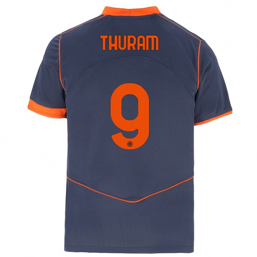 Danxen Mulher Camisola Marcus Thuram #9 Cinza Laranja Terceiro 2025/26 Camisa