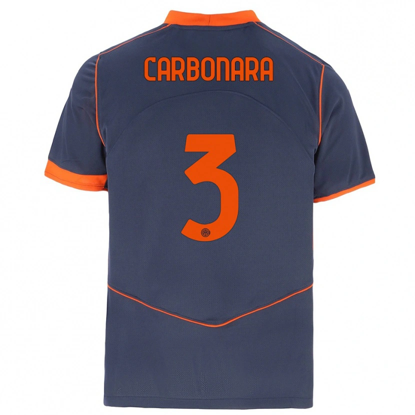 Danxen Mulher Camisola Matteo Carbonara #3 Cinza Laranja Terceiro 2025/26 Camisa
