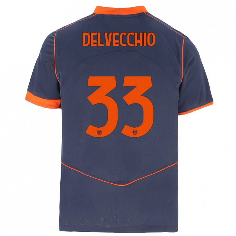 Danxen Mulher Camisola Gabriele Delvecchio #33 Cinza Laranja Terceiro 2025/26 Camisa
