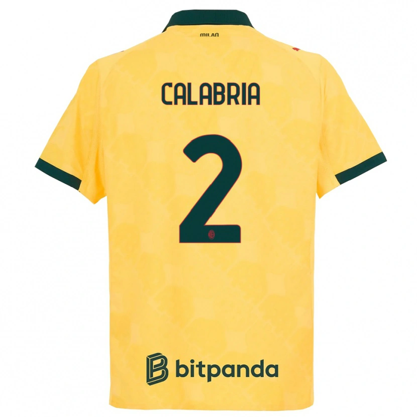 Danxen Mulher Camisola Davide Calabria #2 Amarelo Preto Terceiro 2025/26 Camisa
