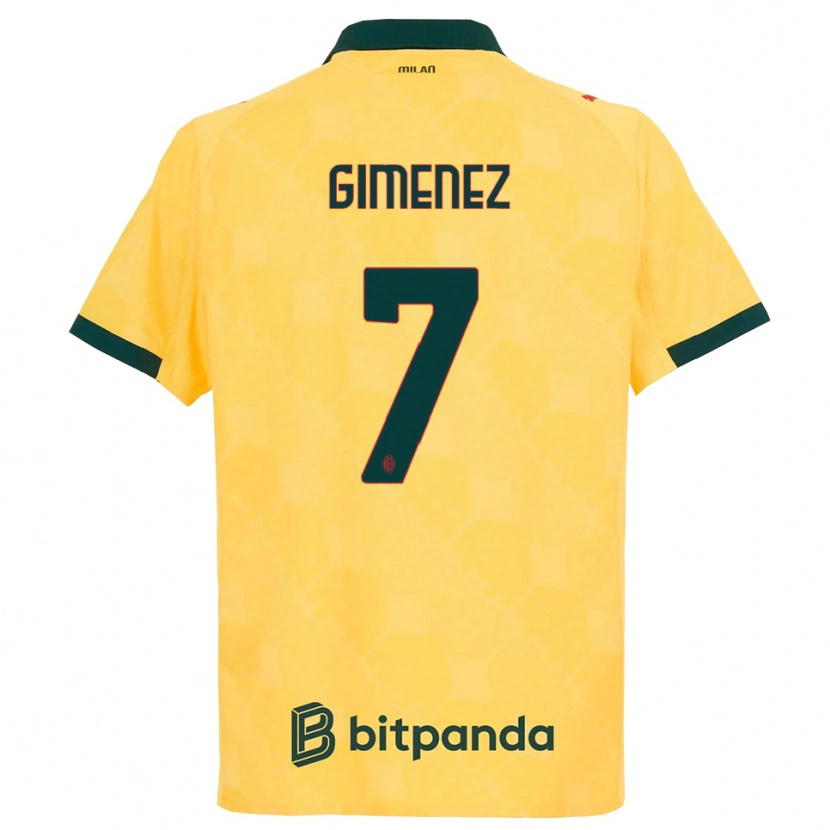 Danxen Mulher Camisola Santiago Gimenez #7 Amarelo Preto Terceiro 2025/26 Camisa