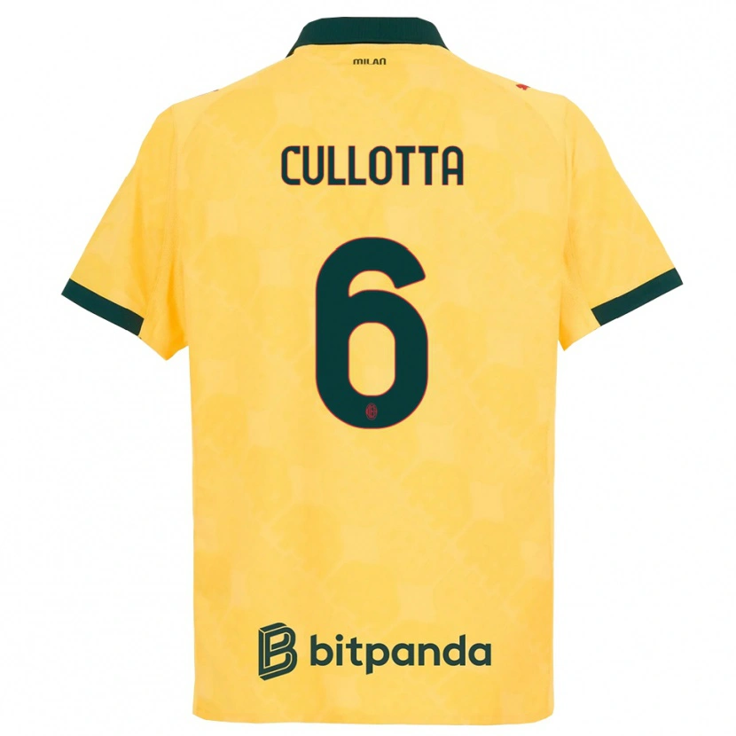 Danxen Mulher Camisola Andrea Cullotta #6 Amarelo Preto Terceiro 2025/26 Camisa