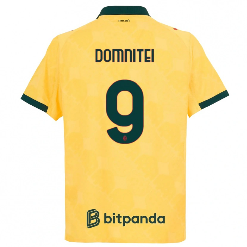 Danxen Mulher Camisola Francesco Domniței #9 Amarelo Preto Terceiro 2025/26 Camisa