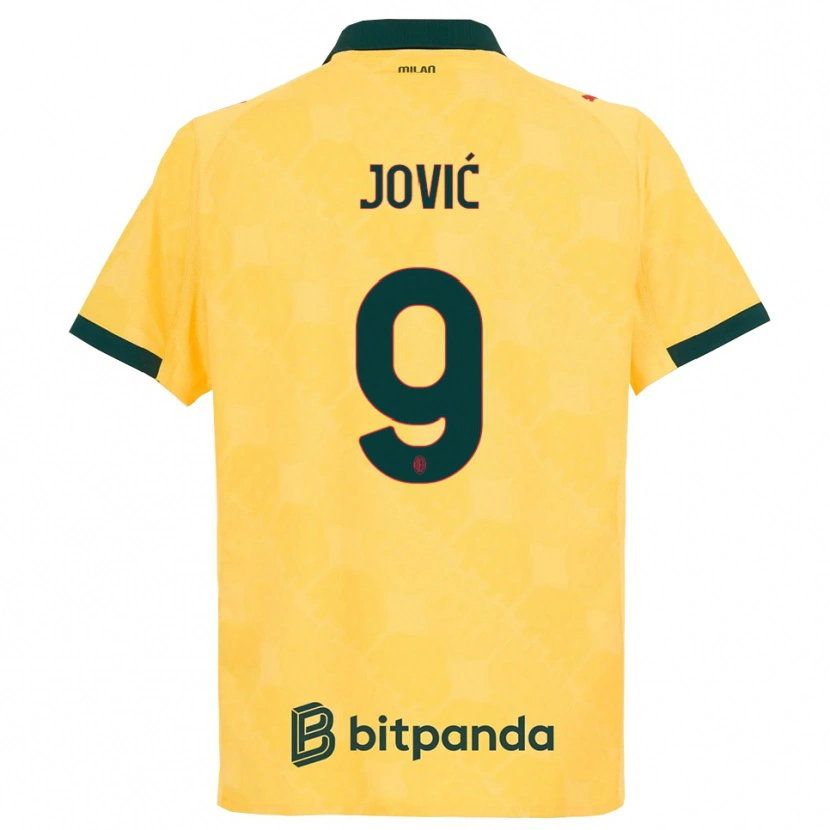 Danxen Mulher Camisola Luka Jovic #9 Amarelo Preto Terceiro 2025/26 Camisa