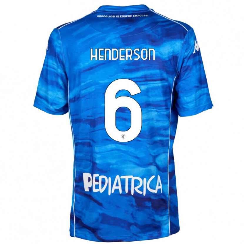 Danxen Criança Camisola Liam Henderson #6 Azul Branco Principal 2025/26 Camisa