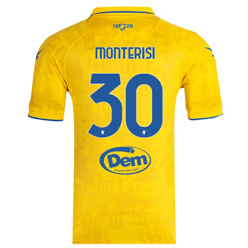 Danxen Criança Camisola Ilario Monterisi #30 Amarelo Azul Principal 2025/26 Camisa