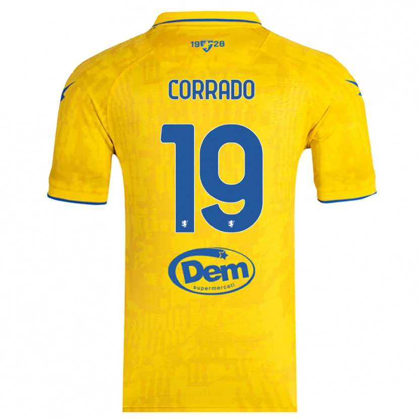 Danxen Criança Camisola Niccolò Corrado #19 Amarelo Azul Principal 2025/26 Camisa