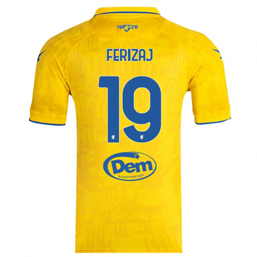 Danxen Criança Camisola Justin Ferizaj #19 Amarelo Azul Principal 2025/26 Camisa