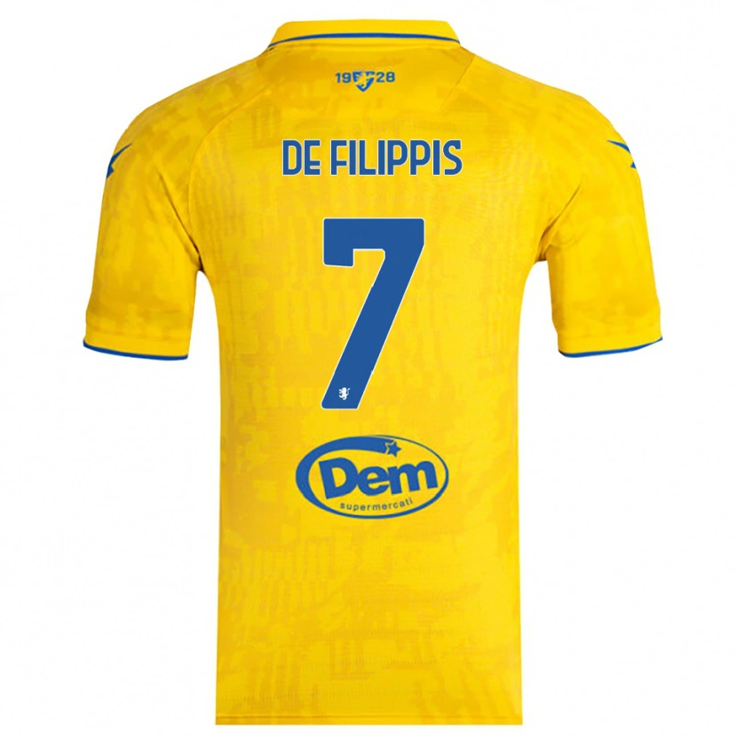 Danxen Criança Camisola Walter De Filippis #7 Amarelo Azul Principal 2025/26 Camisa