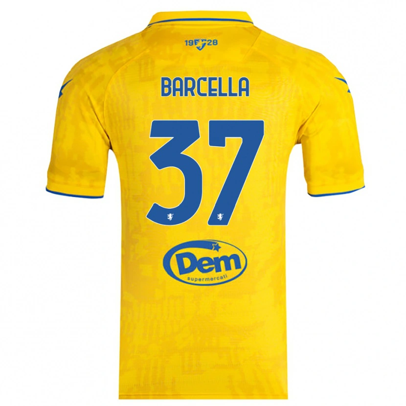 Danxen Criança Camisola Kevin Barcella #37 Amarelo Azul Principal 2025/26 Camisa