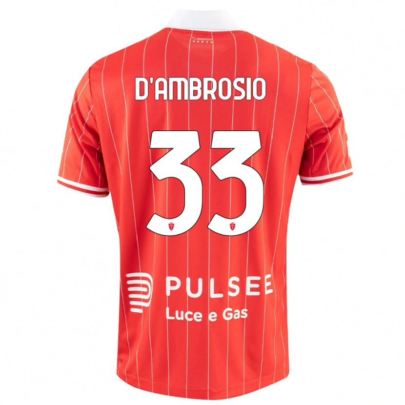 Danxen Criança Camisola Danilo D'ambrosio #33 Vermelho Branco Principal 2025/26 Camisa