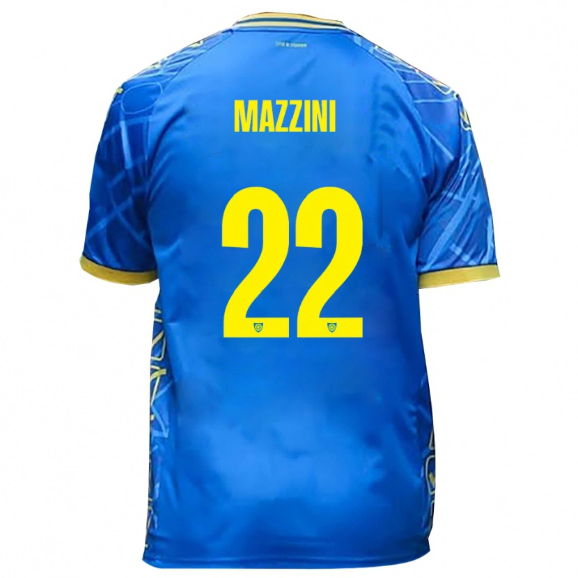 Danxen Criança Camisola Stefano Mazzini #22 Azul Celeste Amarelo Principal 2025/26 Camisa