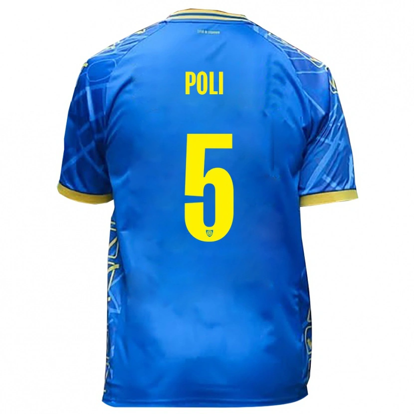 Danxen Criança Camisola Lorenzo Poli #5 Azul Celeste Amarelo Principal 2025/26 Camisa