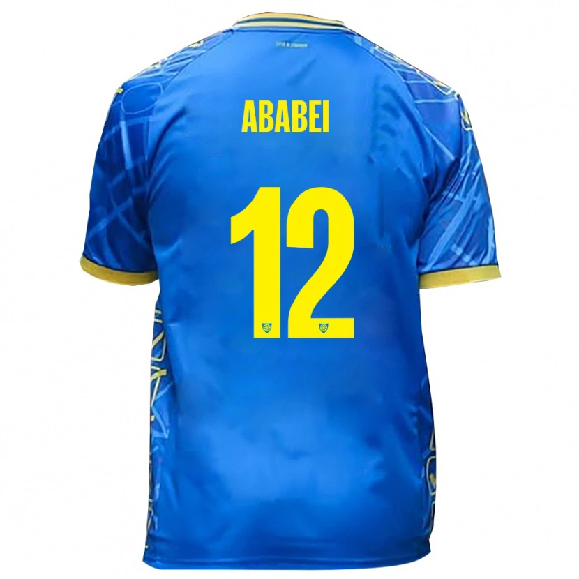 Danxen Criança Camisola Leonardo Ababei #12 Azul Celeste Amarelo Principal 2025/26 Camisa