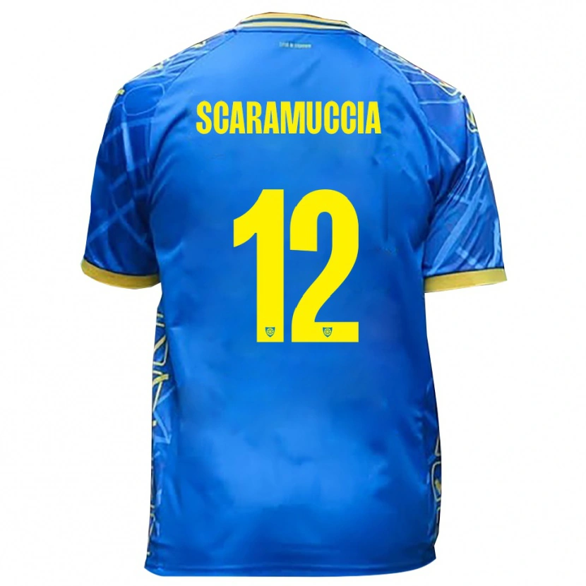 Danxen Criança Camisola Francesco Scaramuccia #12 Azul Celeste Amarelo Principal 2025/26 Camisa