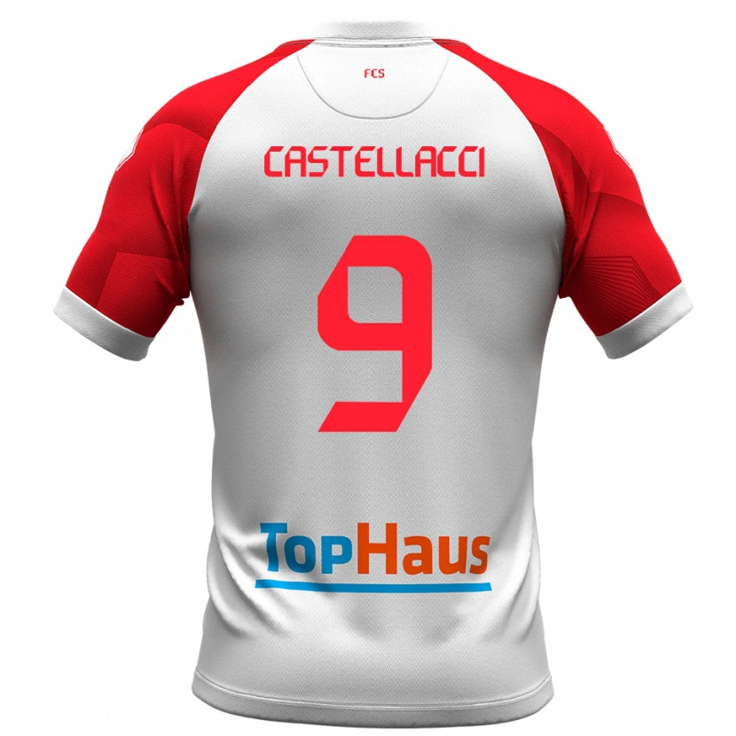 Danxen Criança Camisola Marco Castellacci #9 Branco Vermelho Principal 2025/26 Camisa