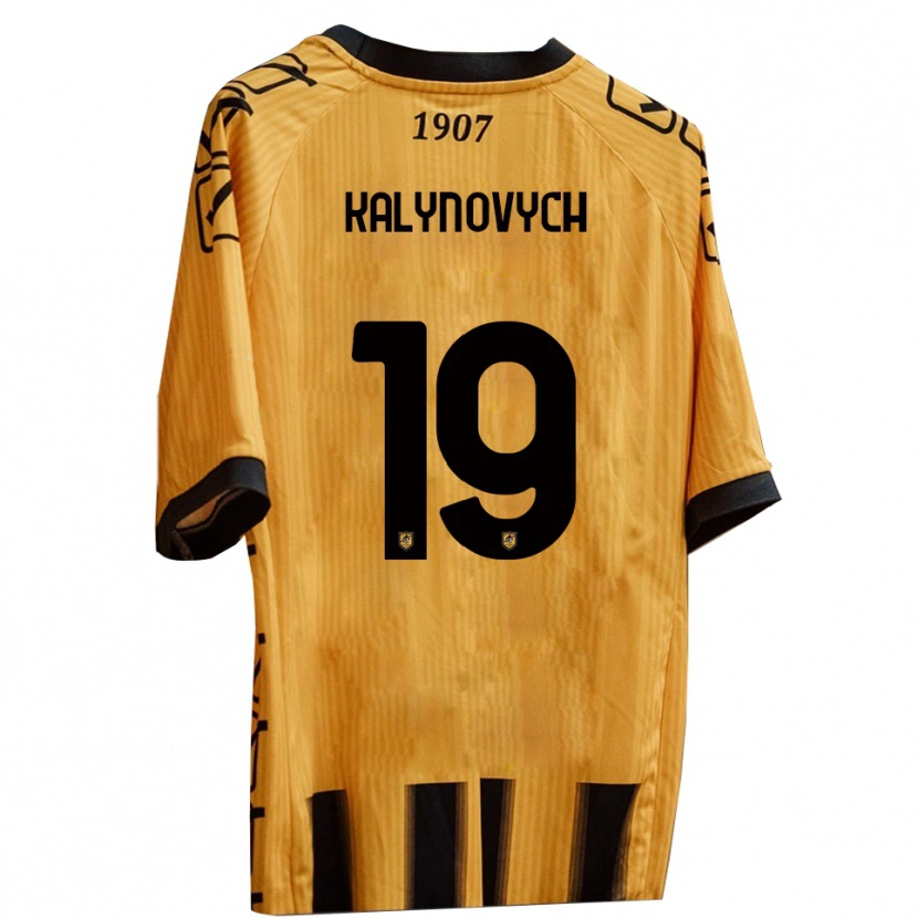 Danxen Criança Camisola Igor Kalynovych #19 Amarelo Preto Principal 2025/26 Camisa