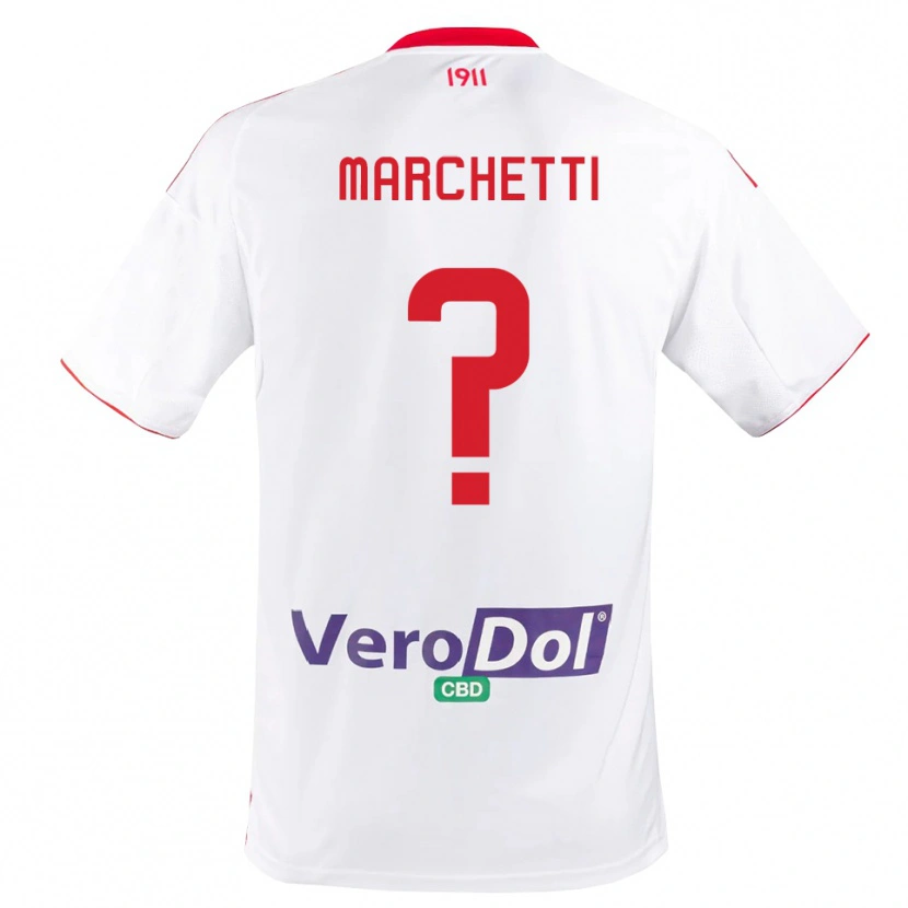Danxen Criança Camisola Francesco Marchetti #0 Branco Vermelho Principal 2025/26 Camisa