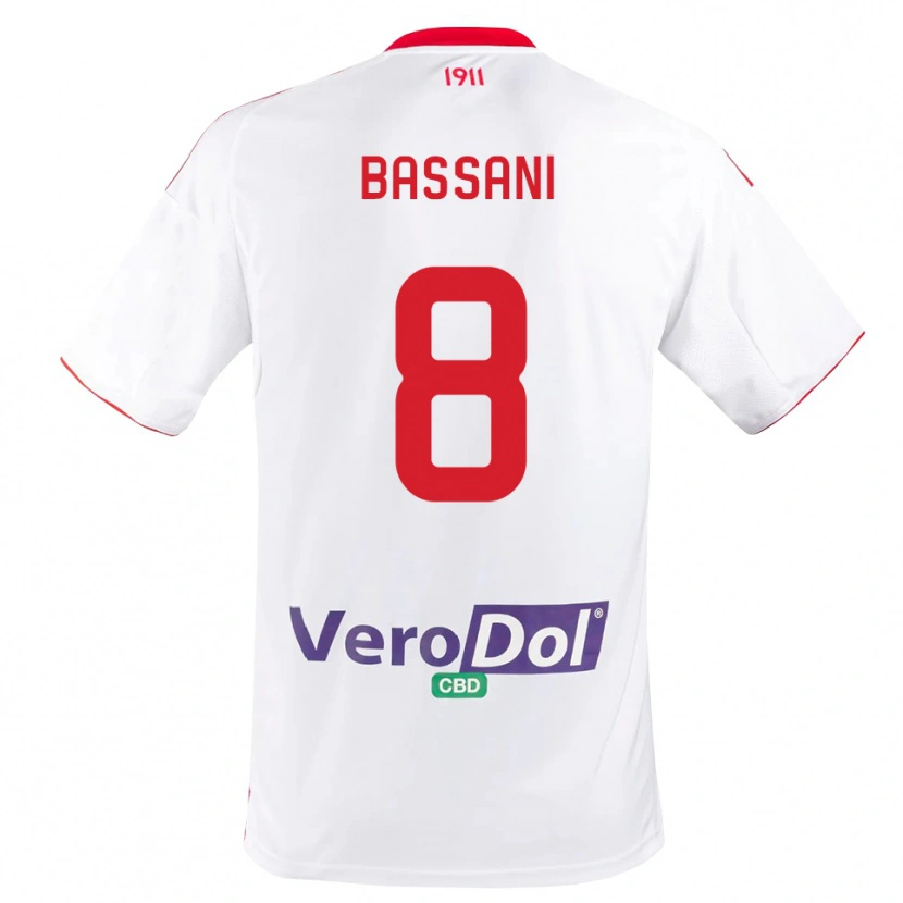 Danxen Criança Camisola Nicolò Bassani #8 Branco Vermelho Principal 2025/26 Camisa