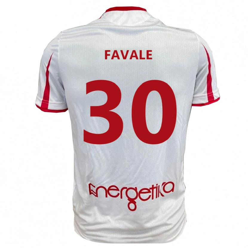 Danxen Criança Camisola Giulio Favale #30 Branco Vermelho Principal 2025/26 Camisa