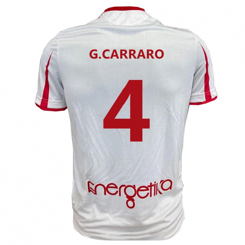 Danxen Criança Camisola Giulio Carraro #4 Branco Vermelho Principal 2025/26 Camisa