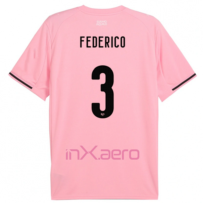Danxen Criança Camisola Davide Federico #3 Rosa Preto Principal 2025/26 Camisa